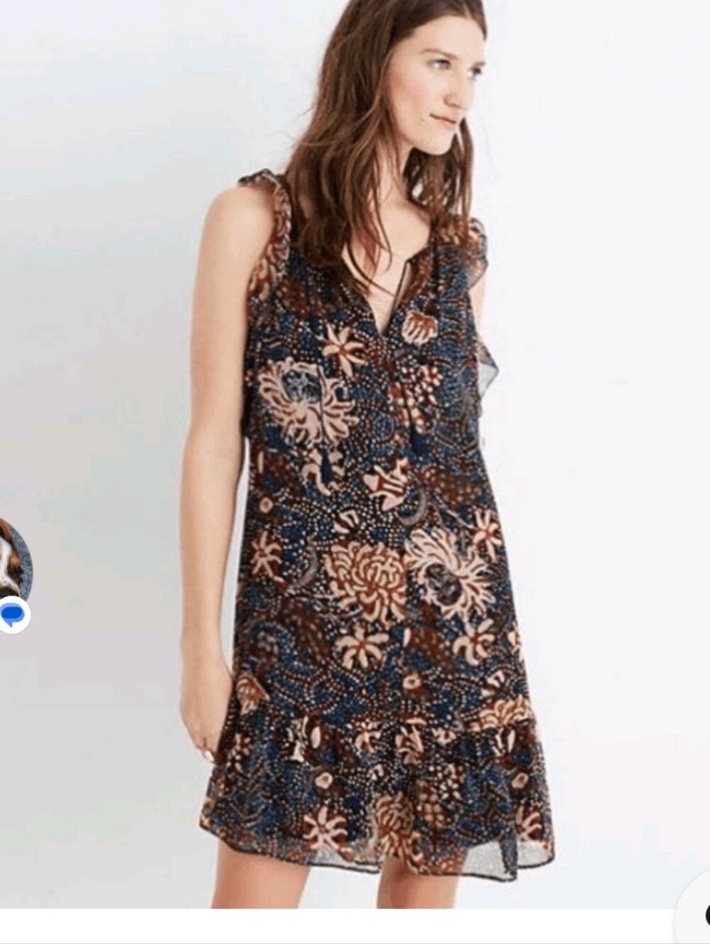 Madewell Sea Floral Lily Ruffle Dress Xs
